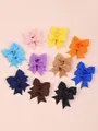 Set of colorful grosgrain ribbon swallowtail bow hair clips for girls daily fashion - 20-Piece Full Color Mix (20C)