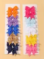 Set of twelve colorful grosgrain ribbon swallowtail bow hair clips for girls hair accessories - 20-Piece High Saturation Set (20D)