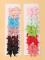 Set of 24 colorful grosgrain ribbon swallowtail bow hair clips for little girls' daily wear - 20-Piece Mixed Palette Set (20E)