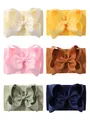 Set of 6 colorful 6.3 inch baby nylon headbands featuring large grosgrain ribbon bows - Style B
