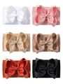 Set of 6 baby nylon headbands with large solid color grosgrain ribbon bows for infants - Style C