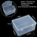 Professional transparent plastic storage box with precise dimension labels on black background - Empty Box 1-704 (18*13.2*8.7cm)