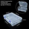 Clear plastic storage box with blue latches for jewelry and small item organization - Double 8 Empty Box (23*16*6cm)
