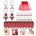 Set de llaveros de ángel de Navidad con perlas rojas, bolsas de organza y etiquetas - Set de 24 (Rojo) / Rojo