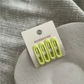 Set of four matte lime green oval hair clips for girls and kids on white display card - H6.2 Light Yellow-green (four Round-headed Bob Clips) J181-b7