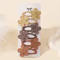 Handgemaakte stoffen madeliefje haarclip set voor meisjes in aardetinten, schattig - Warme Bruintinten (6E)