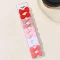 10-piece colorful children's ribbon bow hair clip set presented on a white display card - Red Orange Pink Set (10B)