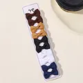 10-piece children's solid color grosgrain ribbon bow hair clip set on display card - Earth Tone Navy Set (10E)