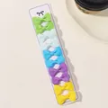 Set of 10 colorful grosgrain ribbon bow hair clips for girls in 5 bright colors - Yellow Green Purple Set (10K)