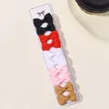 Set of 10 solid color grosgrain ribbon bow hair clips for kids in 5 various colors - Simple Black White Red Coffee Group (10F)
