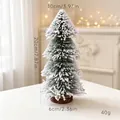 Kleine 20cm beflockte Zeder-Weihnachtsbaum-Deko mit Holzsockel für die Tischdekoration - A-sq89--20cm