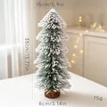 Small flocked cedar Christmas tree with wooden base, 35cm tabletop holiday decor - A-sq91--30cm