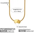 Detailed view of gold plated stainless steel snake chain necklace with twisted pendant - Large / Gold