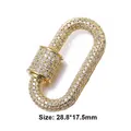 Sparkling copper oval screw clasp pendant with pavé cubic zirconia for DIY necklaces - Small Oval Full Zirconia Clasp (Style 1) / 28.8x17.5mm / Gold-White Zirconia