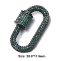 Green zircon oval screw lock clasp in gunmetal finish for jewelry DIY, 28.8mm size. - Small Oval Full Zirconia Clasp (Style 2) / 28.8x17.5mm / Gun Black - Green Zirconia