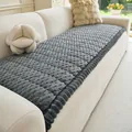 Protector de sofá de felpa gris grueso y antideslizante para mascotas en el hogar - 70x70cm (Cojín para Reposabrazos/Respaldo) / Cojín de Sofá Estilo Espalda de Tortuga - Gris Oscuro