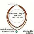 Collier bohème multicouche en cordon marron avec pendentifs turquoise et accents argent - N2607-1 Turquoise De L'ouest