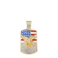 Goldener Hip-Hop-Anhänger im Dog-Tag-Stil mit US-Flagge und Adler mit Strass-Verzierung - Anhänger Allein (123) / Gold