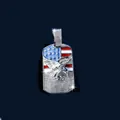 Iced-out Anhänger mit US-Flagge und Adler, besetzt mit Strasssteinen im Hip-Hop-Stil - Anhänger Allein (123) / Silber