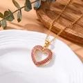 Elegante collar con colgante de corazón dorado y cristales rosas para mujeres elegantes - Estilo Dorado de Anillo de Corazón con Circonia Rosa (XL5874)