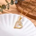 Elegante vergoldete herzförmige Halskette mit schimmernden Kristallen für einen süßen Damenlook - Kontrast-Herz Gold Stil (XL5881)