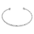Elegante bracciale rigido aperto in acciaio inox argento con finitura diamantata. - Bracciale Rigido Color Argento Completamente Intarsiato con Zirconia