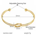Bracciale rigido aperto a nodo in acciaio inossidabile dorato regolabile - Bracciale Nodo Classico Oro