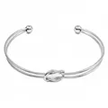 Bracciale a cerchio aperto in acciaio inossidabile argento con nodo, design regolabile - Bracciale Nodo Classico Acciaio