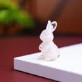 Figurine de lapin debout en résine rose avec texture de pierres de cristal naturel - Style ② Quartz Rose