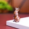 Figurine de lapin en résine debout avec éclats de cristaux naturels bruns pour déco - Style 2 Jaspe Rouge