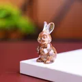 Figurine de lapin en résine avec pierres de cristal naturel pour décoration de bureau élégante - Style 2 Agate Rouge