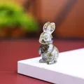 Figurine de lapin debout en résine avec fragments de cristal pour décor de bureau - Style 2 Labradorite