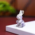 Figurine de lapin en résine et cristal violet et blanc pour décoration de bureau - Style ② Violet Rêveur