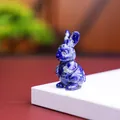 Figurine de lapin en résine bleu lapis avec texture de cristal naturel pour décoration de bureau - Style ② Lapis-lazuli