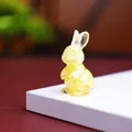 Figurine de lapin en résine jaune faite main avec cristaux pour décor de bureau - Style ② Jaune Citron