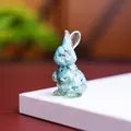 Petite figurine de lapin en pierres bleu clair et résine pour décoration de bureau - Style ② Turquoise
