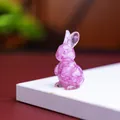 Figurine de lapin en résine translucide rose debout pour décoration de bureau maison. - Style ② Rose Rouge