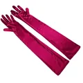 Elegant magenta long satin gloves for wedding dress and evening gown accessory - One Size / Burgundy