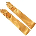 Elegant long golden bridal satin gloves for wedding dress and formal evening party - One Size / Orange