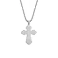 Detailed macro view of an Orthodox cross pendant made of durable 304 stainless steel - Cross Box Chain Style / Steel