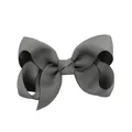 Large classic grey grosgrain ribbon boutique bow hair clip for girls with secure duckbill clip - 20 Pieces Set / Gray