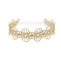 Vue détaillée de haute qualité d'un bandeau à fleurs en dentelle dorée pour bébé fille - Bandeau Tournesol Mb080 / -