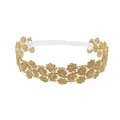 Bandeau bébé en dentelle florale brodée dorée avec bande élastique blanche - Bandeau À Couronne Florale Mb081 / -