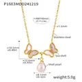 Collana a farfalla in acciaio inossidabile con perla e dettagli delle dimensioni - P1603 - Collana D'oro