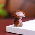 Elegant mushroom resin ornament filled with natural brown crystal stones for home decor - Style ② Red Jasper