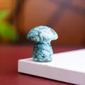 Blue resin crystal mushroom figurine with natural stone chips for home and office decor - Style ② Turquoise