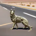 Detaillierte Vintage Messing-Figur Schäferhund für Schreibtisch oder Teekunst-Deko - Schäferhund