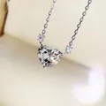 Elegante herzförmige Halskette mit Karbon-Diamant und funkelnder Silberkette SKU Ansicht - Weißer Diamant [mit Kette]