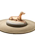 Klassische antike Kupfer Hund Figur Schreibtisch Deko und Tee-Haustier Briefbeschwerer Zubehör - Liegender Hund