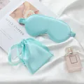 Masque de sommeil en faux soie bleu aqua avec pochette assortie pour voyage confortable - Vert Frais